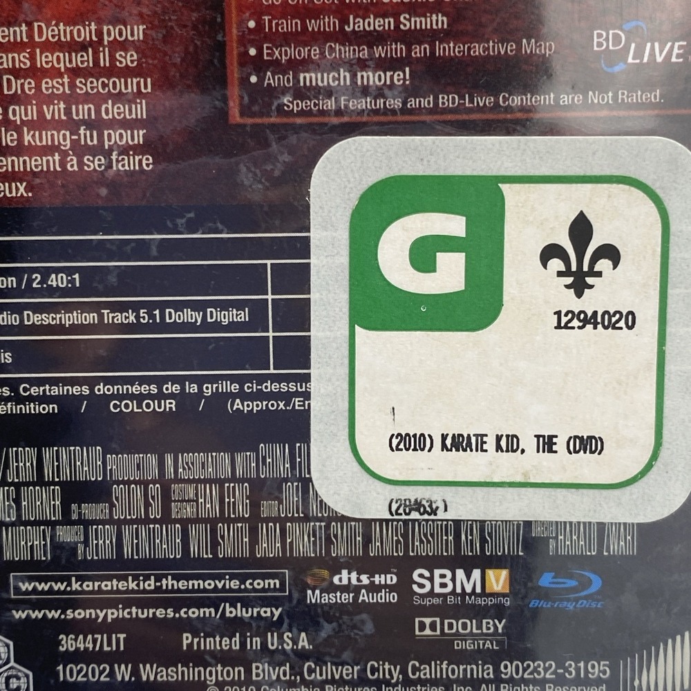 The Karate Kid (Blu-ray Disc, 2010, Canadian) Jaden Smith Jackie Chan Exclusive - Picture 5 of 7